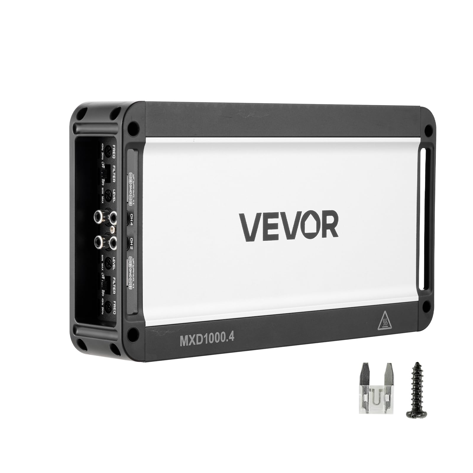 VEVOR Amplificatore Audio per Auto a 4 Canali Potenza a Ponte di Classe D max. 4x500 W a 4 Ohm/4x1000 W a 2 Ohm, Amplificatore per Vericoli Multicanale 14,4V CC Larghezza di Banda 15 Hz-30 kHz