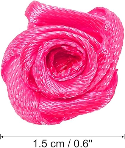 Miniatura 2 de PATIKIL Mini rosas de cinta de satén de 0.6 pulgadas, 50 piezas de adornos de flores de tela, apliques de rosetas para manualidades y bodas, color