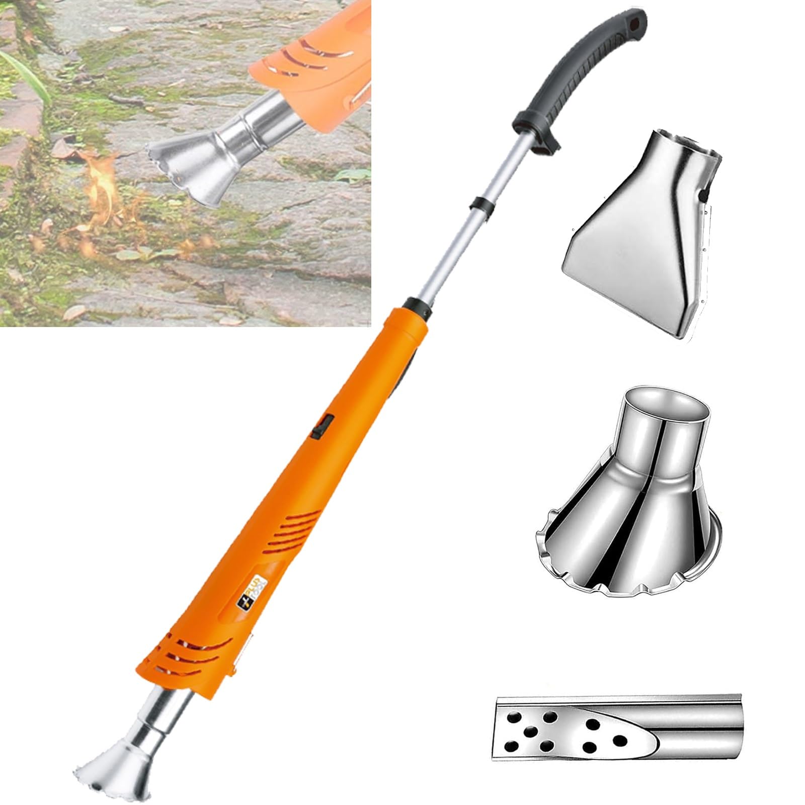 Bruciatore elettrico per erbacce, 2000 W, professionale, con 2 ugelli, temperatura massima 650 °C, per patio, giardino e vialetto