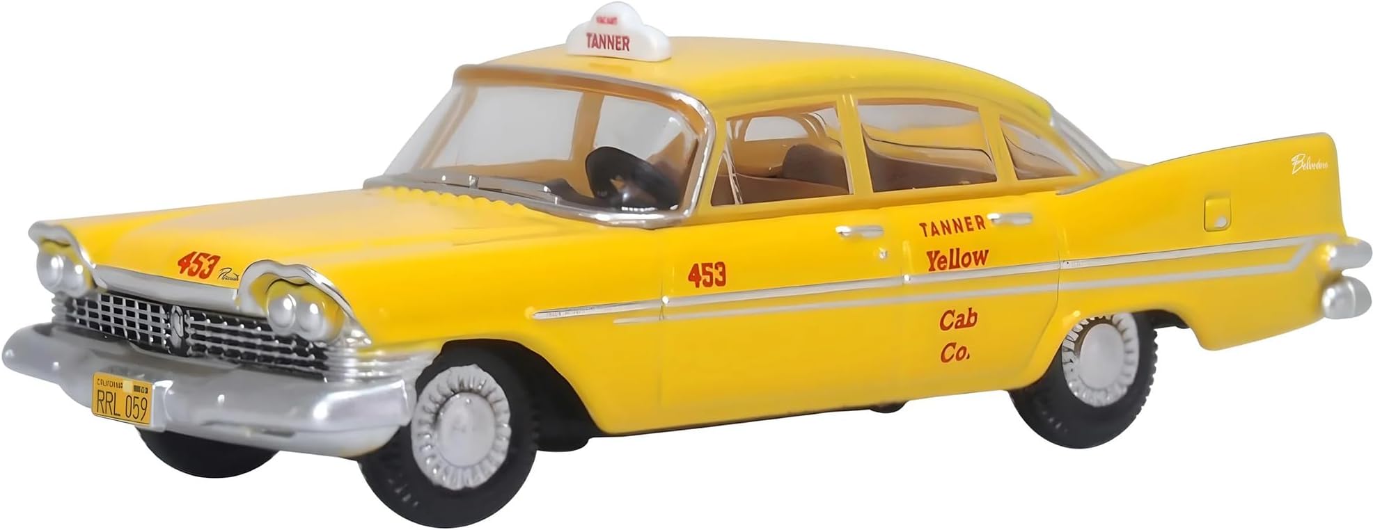 1959 Plymouth Belvedere Taxi Yellow Tanner Yellow Cab Co. 1/87 (HO) Scale Diecast Model Car 87PS59002