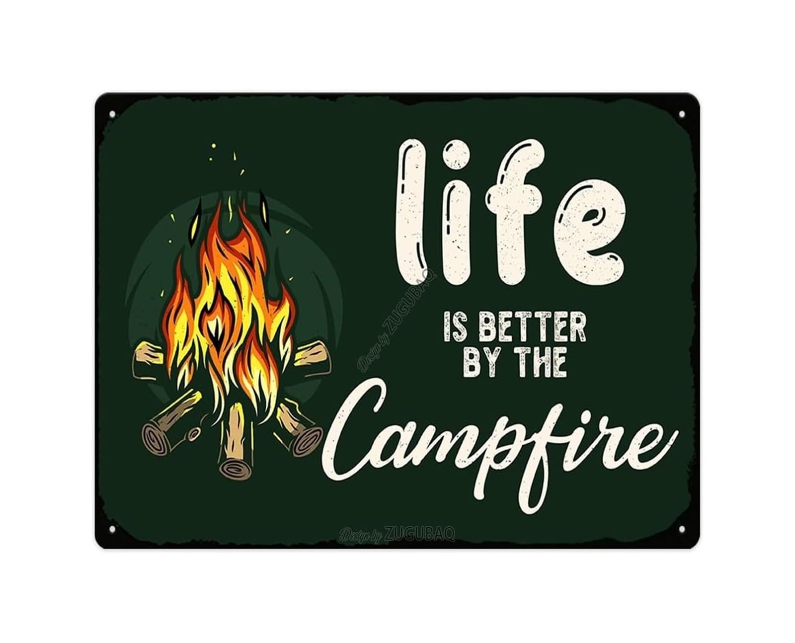 CBQZCHWDKT Funny Camping Tin Sign Life Better By Campfire Vintage Metal Sign for Wall Patio Backyard She Shed Decor 8 X 12 inch