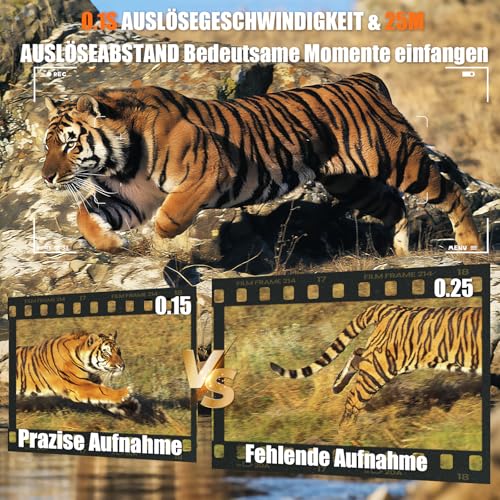 Splixora Wildkamera WLAN mit Handyübertragung App,Wildtierkamera mit Nachtsicht Bewegungsmelder,4K 60MP, Solar Eingebaute Lithiumbatterie 5200mAh,64GB SD Karte,0,1S Auslöser, IP66 Wasserdicht