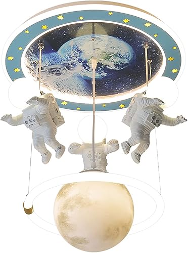 Miniatura 1 de QQXX Lámpara de techo de astronauta de dibujos animados, luz de techo empotrada con tema espacial para dormitorio de niños, lámpara de techo LED