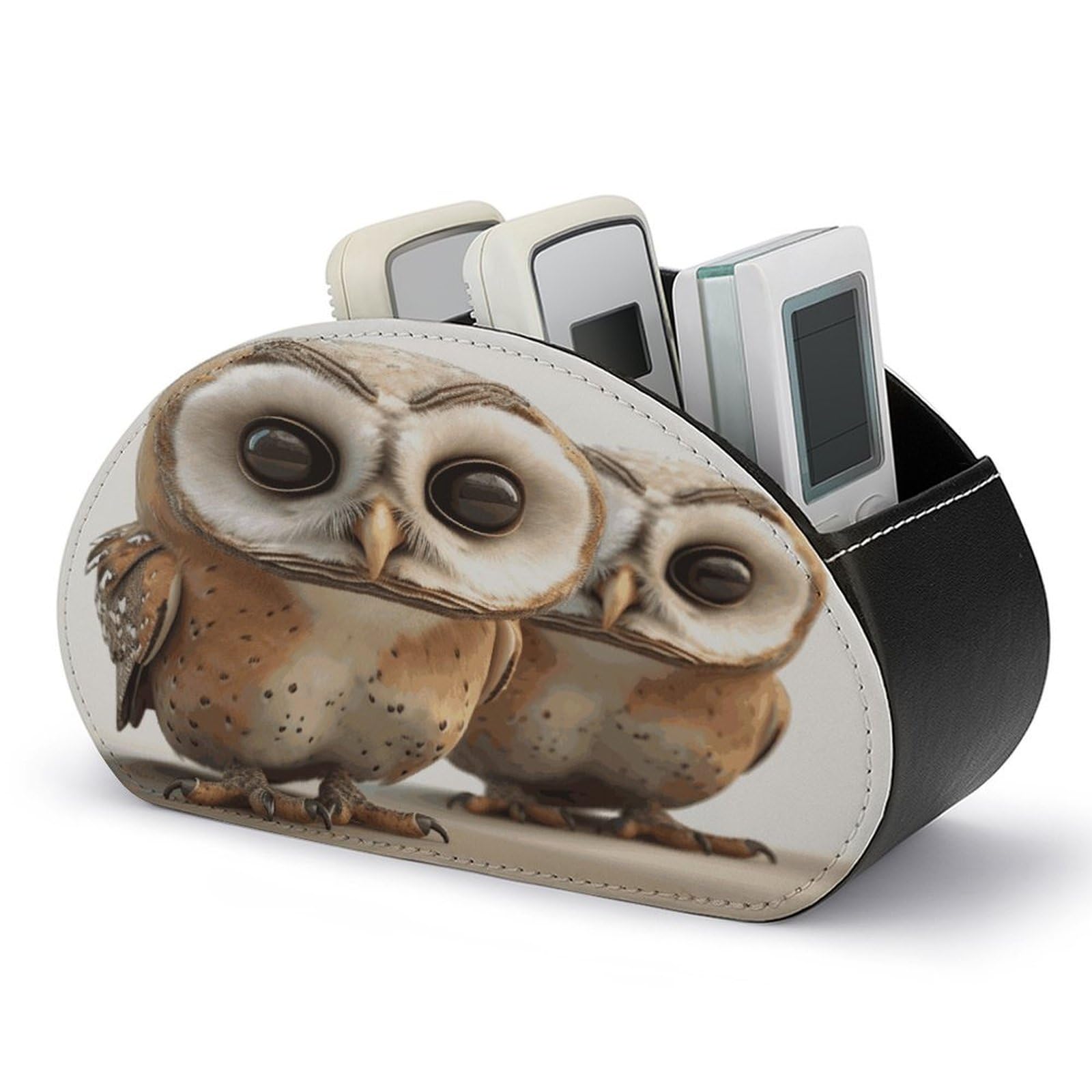 FekiLoot Funny Owl Remote Control Holder with 5 Compartments Remote Organizer Caddy for Table TV Remote Caddy Storage Box/Tray Fits Media Controllers Office Supplies