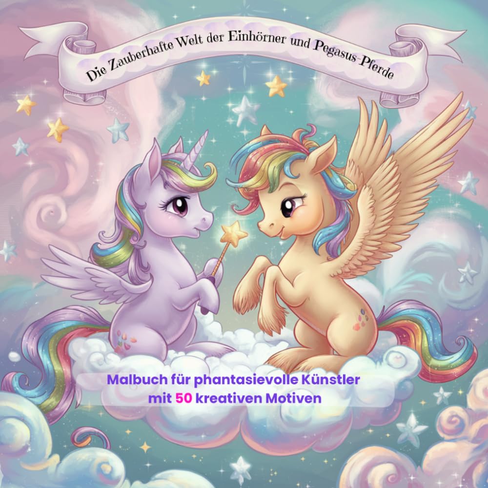 Die Zauberhafte Welt der Einhörner und Pegasus Pferde: Malbuch für phantasievolle Künstler ab 5 Jahren mit 50 Motiven