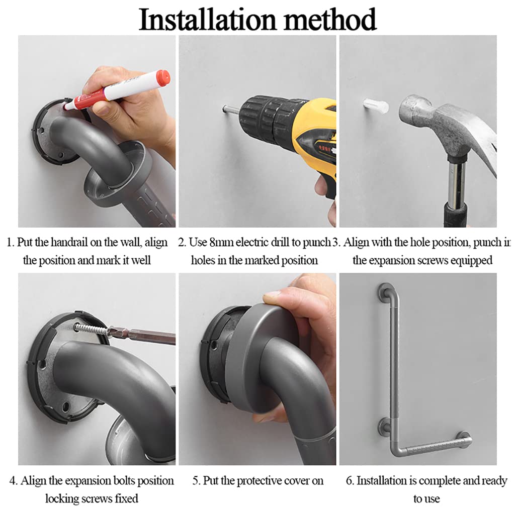 Barra de Apoyo para baño de Acero Inoxidable 304, Barra de ángulo Vertical, agarres de baño Ajustables en Forma de L para Personas Mayores discapacitadas, Dispositivo de Asistencia