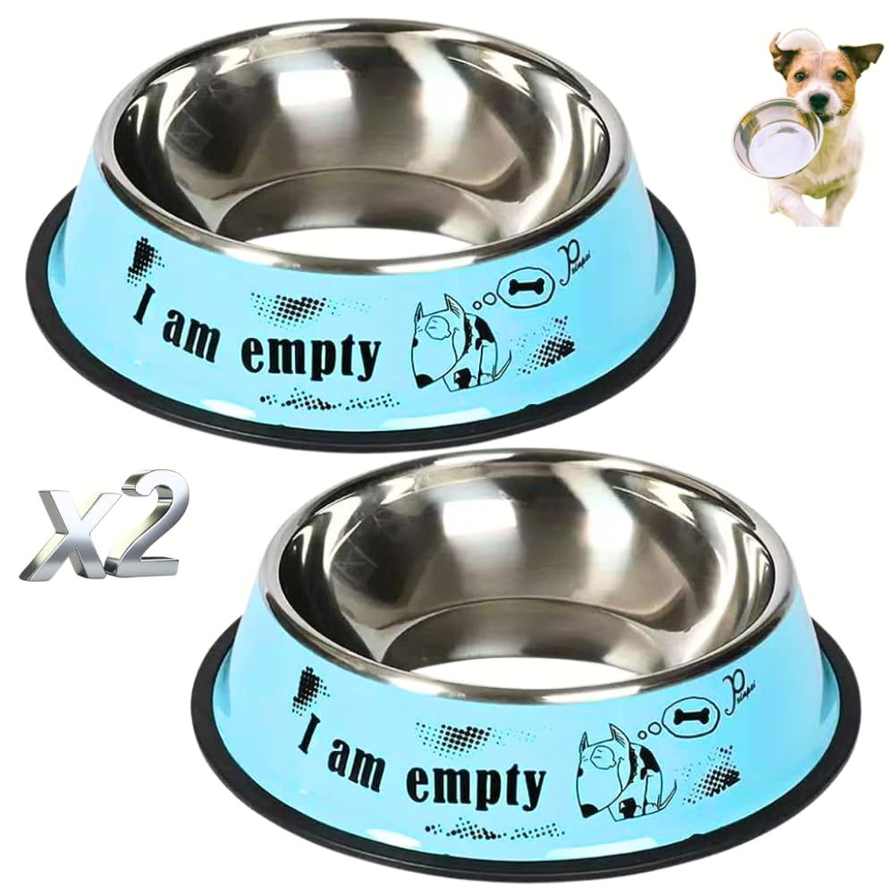 Ciotole Per Cani Acciaio Inox 2 Pezzi - Antiscivolo, 580ml, Rosso E Blu, Per Cuccioli E Adulti - Foto 10