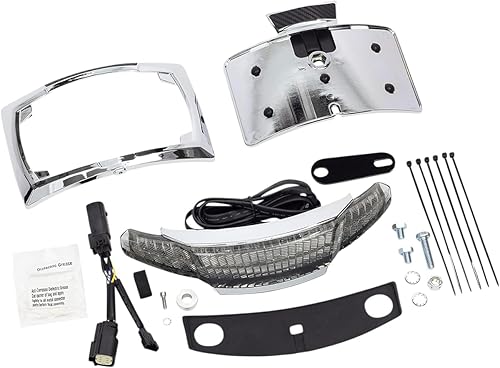 CIRO Luz trasera LED Latitude y soporte para matrícula con LIGHTSTRIKE - cromo con lente humo ligero para motocicletas