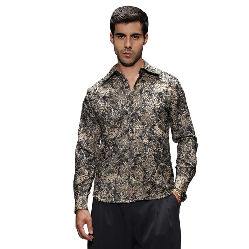 Image of CAHOOT Men's Shirt for Casual Wear | Spread Collar | Long Cuffed Sleeves | Button Closure | Shirt Shirt Crafted with Comfort Fit for Everyday Wear