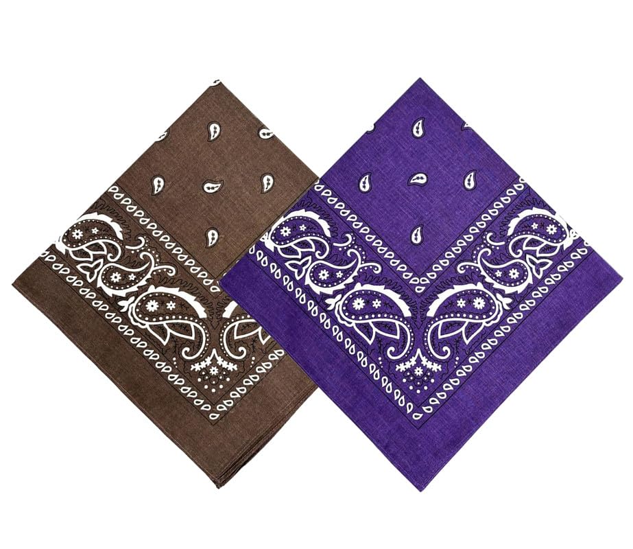 Soft Breathable Cotton Paisley Bandana Handkerchief For Hair Head Bike For Men & Women (50CM X 50CM_Pack of 2)