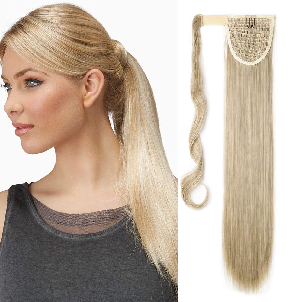 32"(81cm) SEGO Coleta Postiza Larga Pelo Sintético Se Ve Natural [Castaño Oscuro] Extensiones de Cabello Clip Cola Lisa Ponytail Extension (140g) — view 101