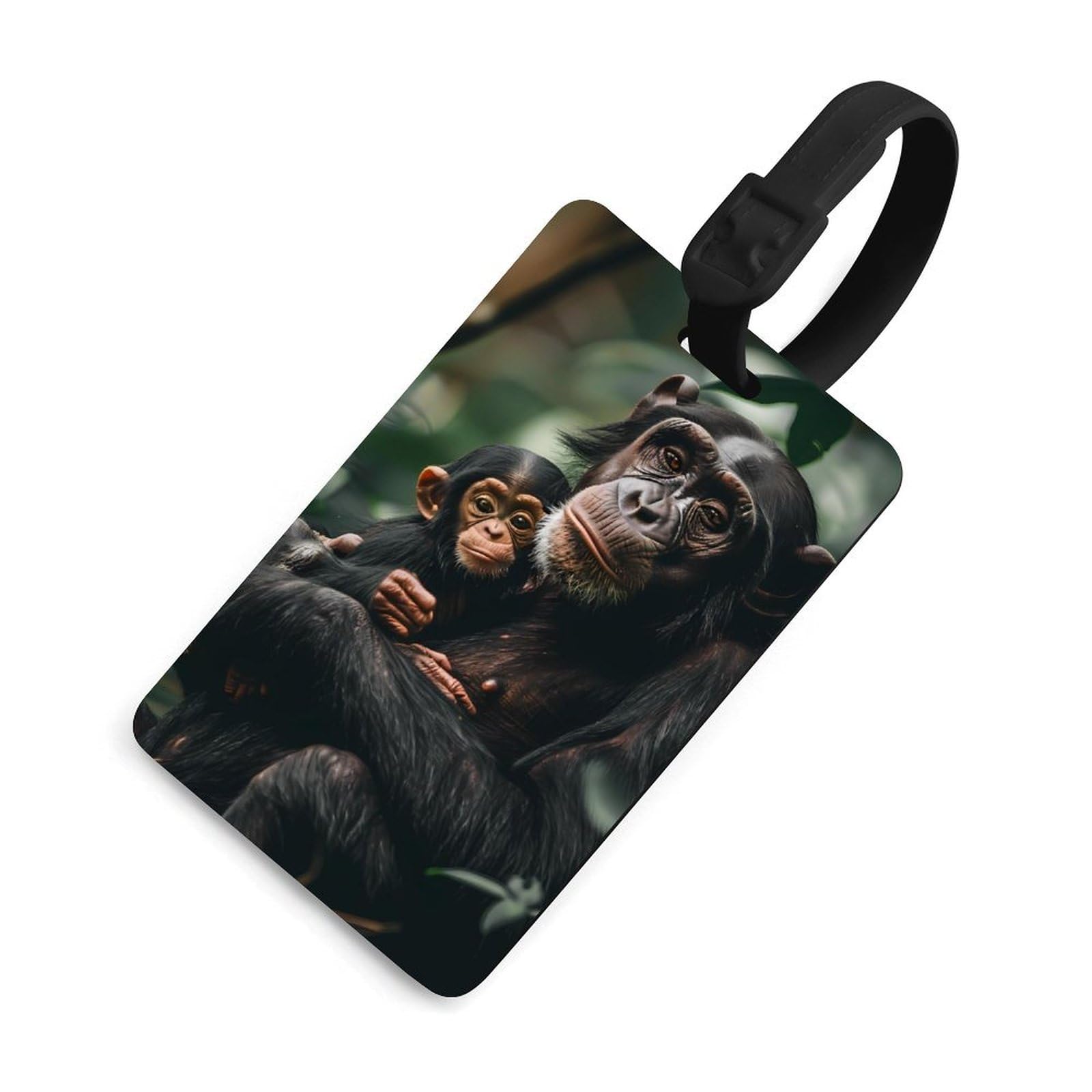 Chimpanzee Cuddles Luggage Tags for Suitcases TPU Baggage Tag Cute ID Label Travel Bag Tags for Men Women