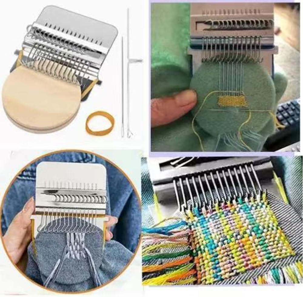 Knit Patch Patchmaker 2.0 Kit, Knit Patch Mending Kit, Mini Loomsfor Mending, Knitsfor Beginners, Handmade DIY Knitting Repair Tool, Quick Sewing Repair, Sewing Craft Supplies. (14Hooks-Egg)