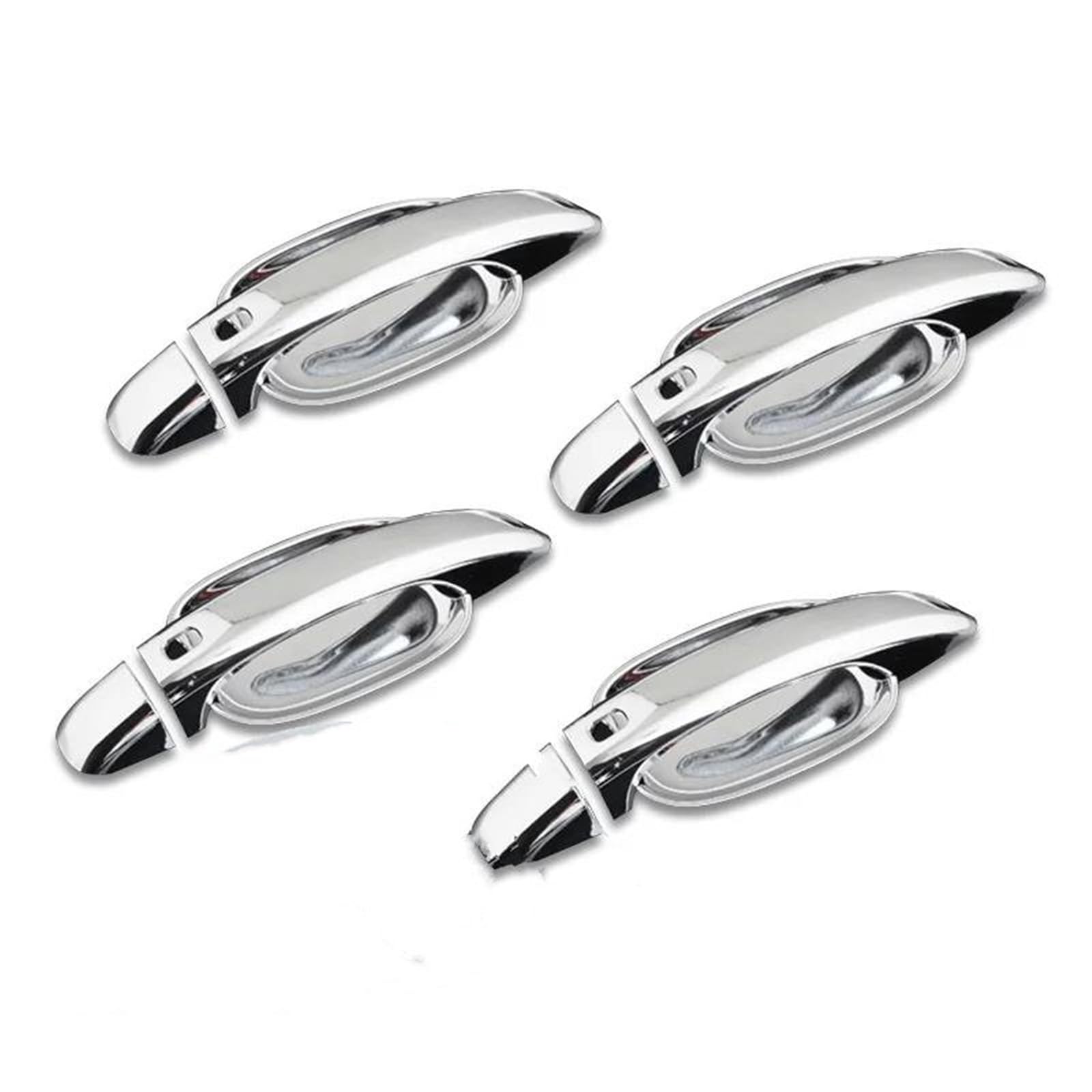 JTWMTY Glossy Black Chrome Car Door Handle Cover Trim Sticker for A4 B8 Q5 Q3 2009 2010~2018 Styling Auto Accessories(Silver Handle-Bowl)