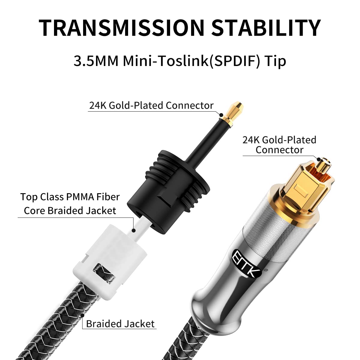 YACSEJAO Mini Optische Audio Adapter 2 Pack 90 Graden 24K Vergulde Toslink naar 3.5mm Jack Mini Toslink Digitale Optische S/PDIF Audio Kabel
