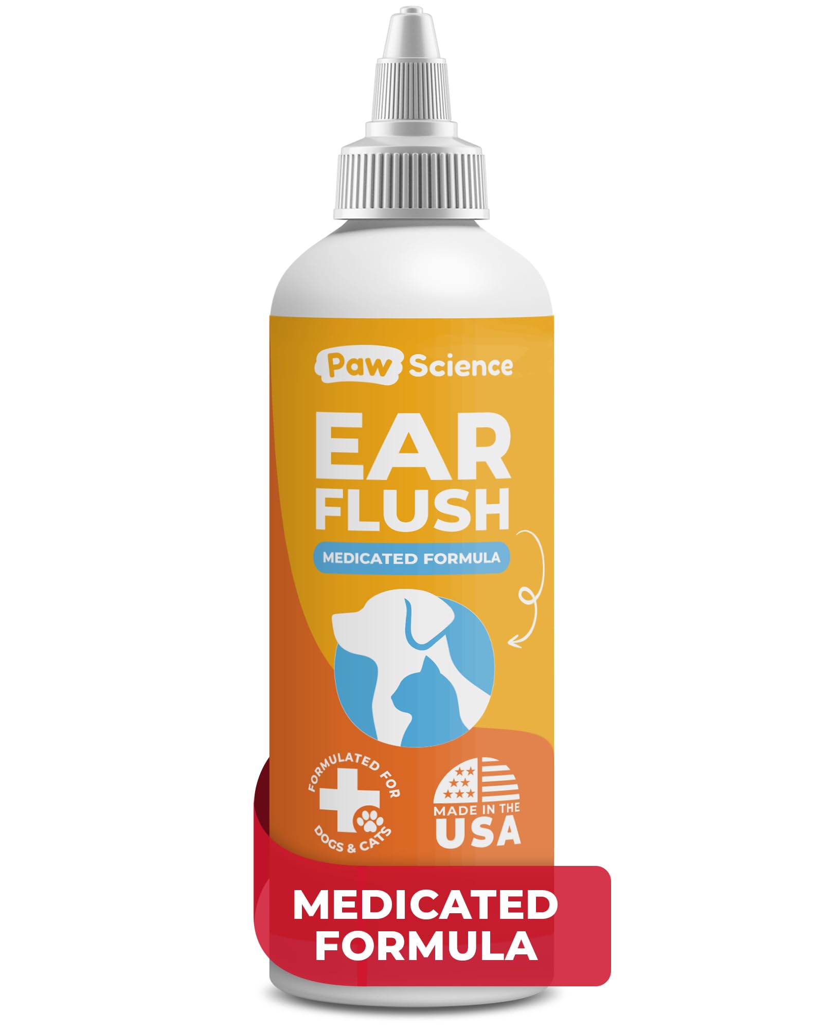 Dog Ear Cleaner - Cat & Dog Ear Infection Treatment - Medicated Pet Ear Wash, Flush, and Cleaning Solution for Dogs and Cats - Remedy for Itchy Yeast Relief