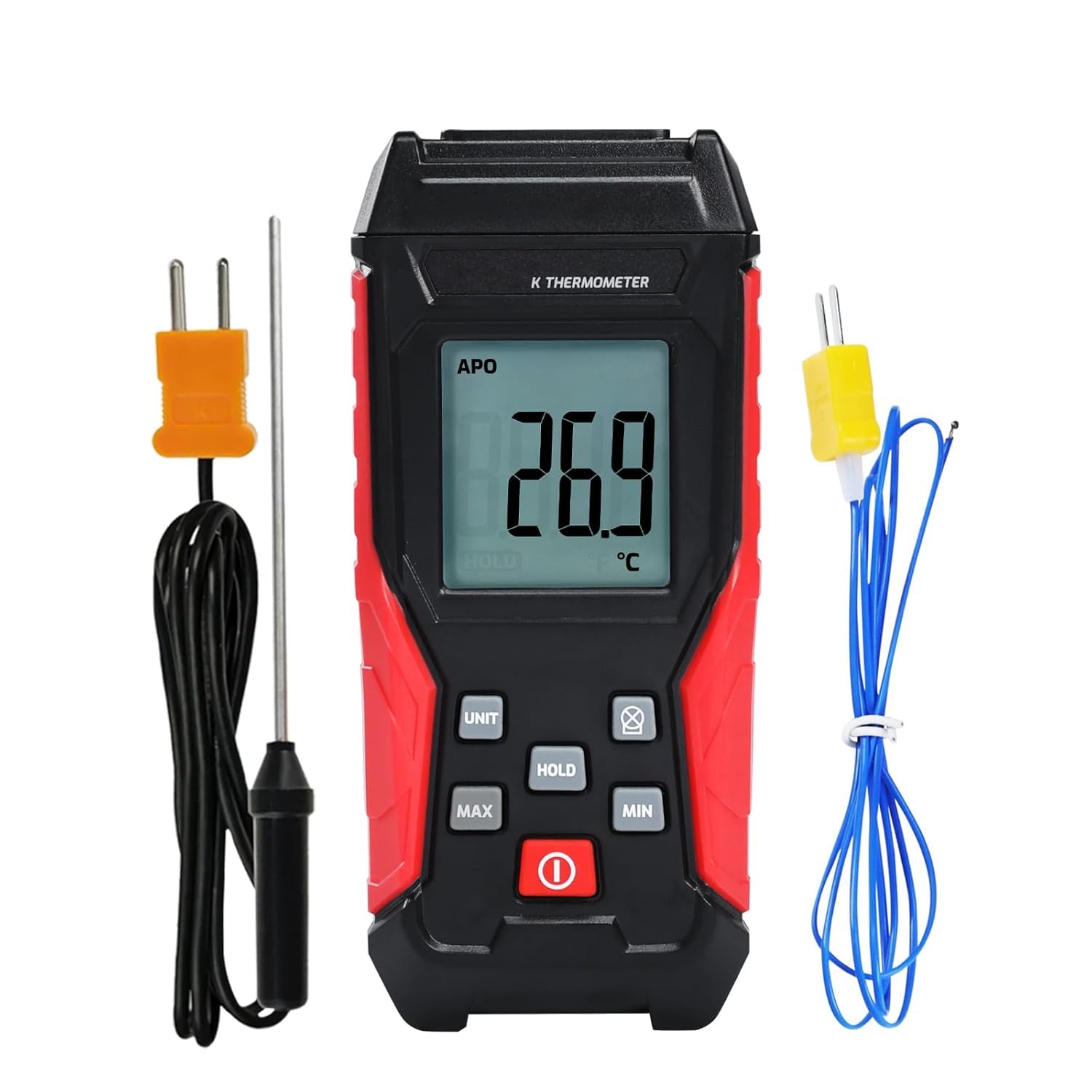 Termometro Digitale a Termocoppia Tipo K -328°F ~ 2501°F con Display LCD Retroilluminato Max/Min per HVAC