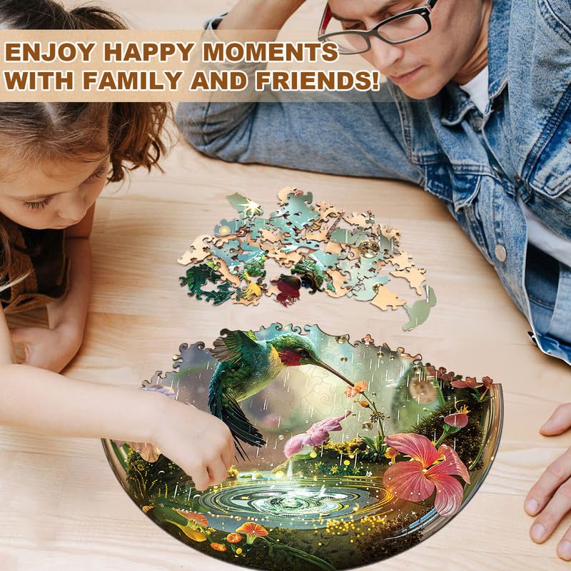 Jigfoxy Wooden Puzzles for Adults 280-Piece The Hummingbird in the Raindrop Jigsaw Puzzle - Image 2