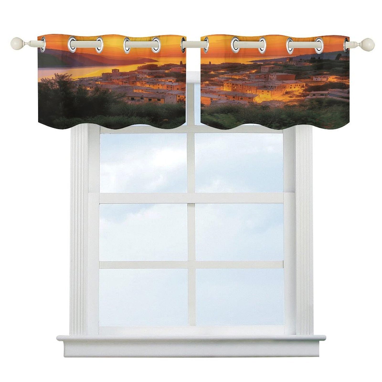 Fekiloot Style Italian Sunset Short Curtains Valance Curtain