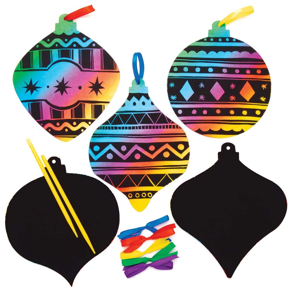 Baker Ross Pack De 10 Chucherías Para Rascar Con Motivos Navideños – Manualidad Sencilla Para Niños Con Varita Y Cintas De Colores