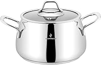 Vista 10 de Venus - Olla profunda de acero inoxidable con tapa de vidrio, olla de sopa profunda adecuada para estufa de inducción (6.8 cuartos de galón (6.4 L))