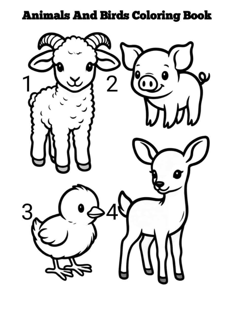 Animals and birds coloring book