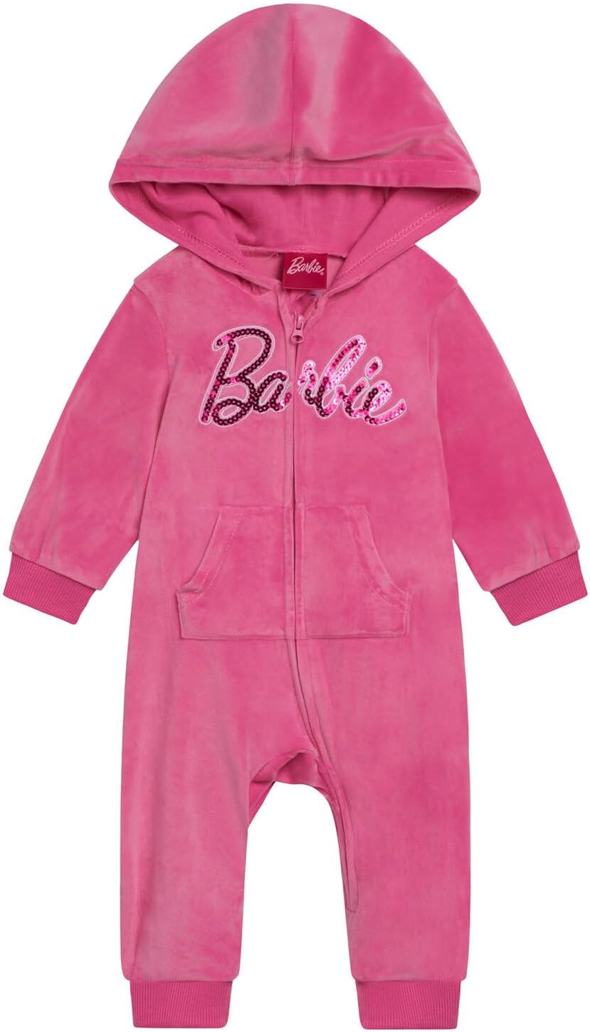 Barbie Velour Matching Family Zip Up Hoodie Pants Outfit Set Newborn to Adult Sizes (Newborn - 2XL)