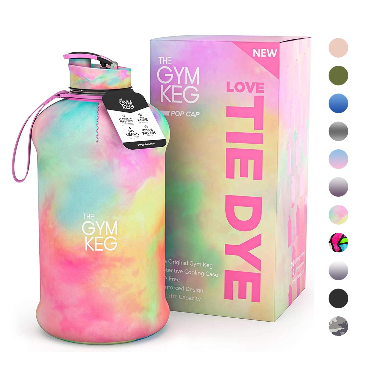 The Gym Keg Official Sports 2L Water Bottle (2.2 L) Insulated Sleeve, Carry Handle, Fitness, Exercise