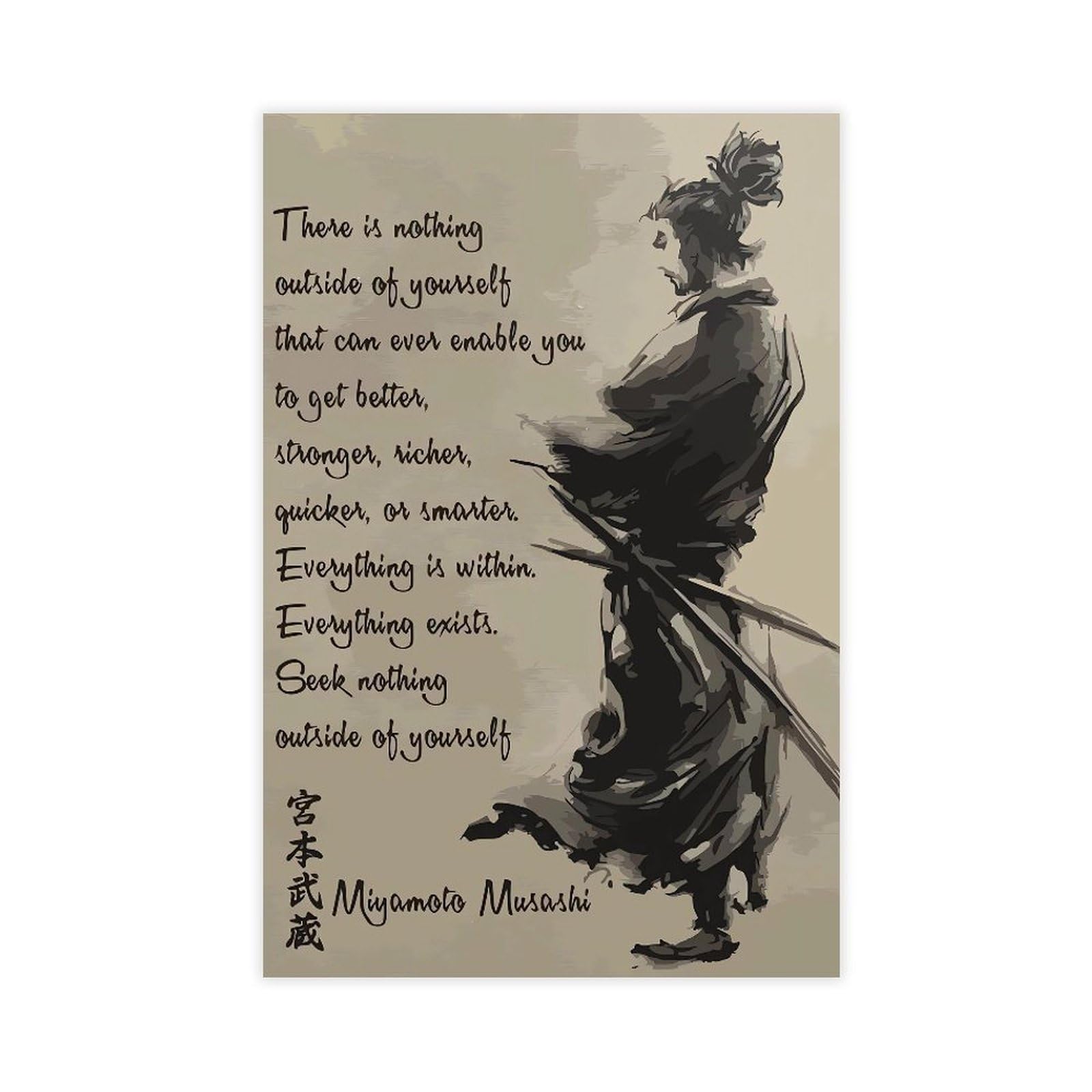 Qnvjqkdsi Unframe Japanese Samurai Miyamoto Musashi Quote (2) Canvas Poster Bedroom Decor Landscape Office Room Decor Gift 24" L X 36" W