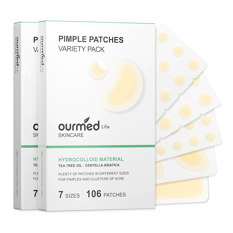 ourmed life Adesivos hidrocoloides para cuidados localizados, 7 formatos e tamanhos, 212 unidades
