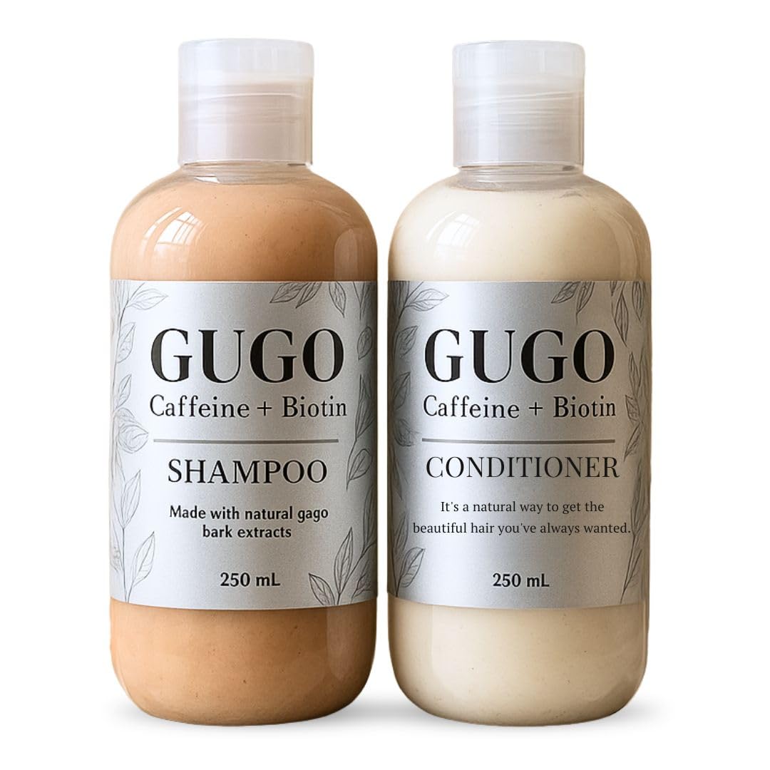 Nature Skin Shop Gugo Shampoo and Conditioner Set for Hair Growth and Thinning, Anti-Hair Fall Treatment with Biotin & Caffeine, Soothes Dandruff & Itchy Scalp, Sulfate-Free, for Men & Women