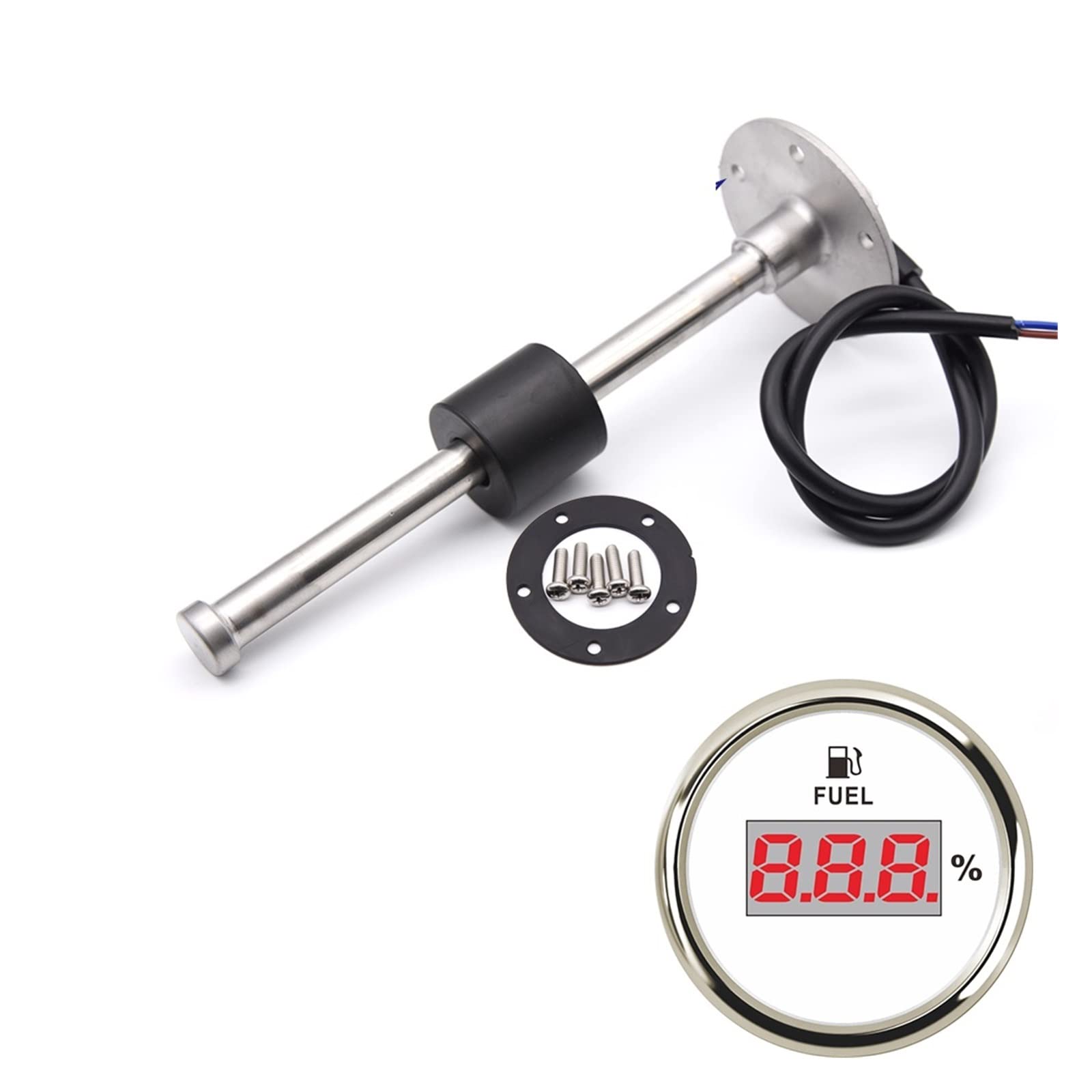 Cfwwsaq 600Mm Ws Liquid Level Meter, 0-190Ohm Oil Tank Level Indicator Meter With Fuel Level Sensor For Digital 52Mm Gauge Fuel Level Gauge(600Mm Ws)