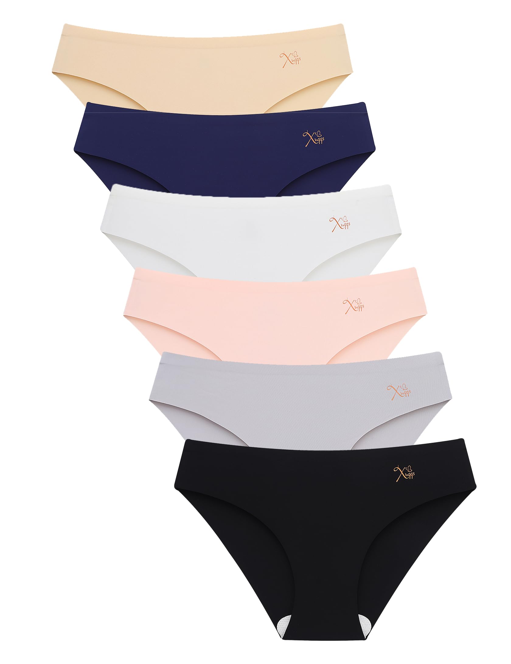 Seamless Underwear for Women, Cheeky Bikini Panties, Laser-cut Undies, No Show Panty Line, Silk Crotch, 6 Pack