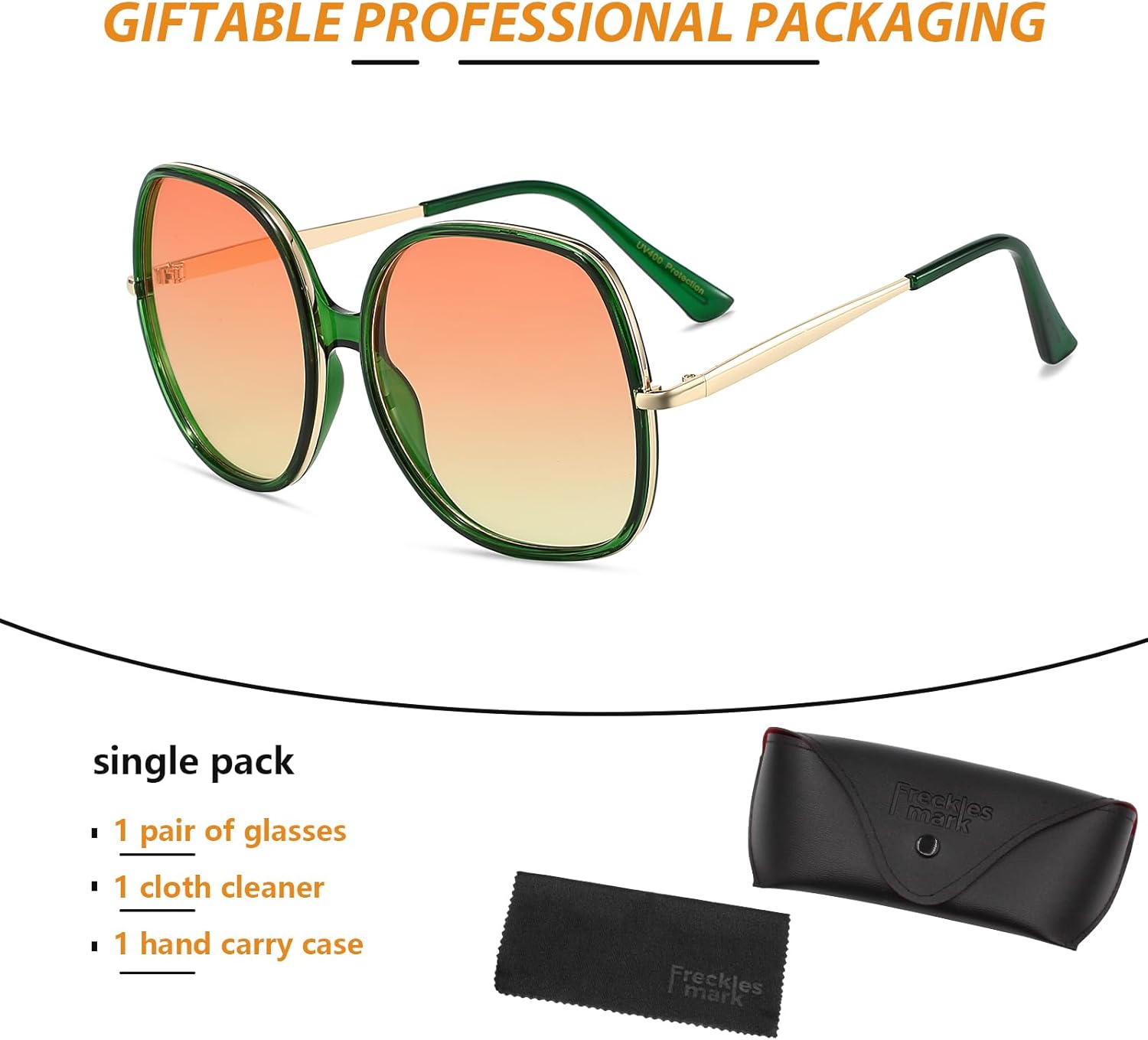 Freckles Mark 70s Super Oversize Square Sunglasses for Women Vintage Rectangular Plastic Frame - Image 6