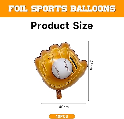 Miniatura 4 de Paquete de 10 globos de guantes de béisbol, globos de papel de aluminio de 21 pulgadas para decoraciones de fiesta de cumpleaños, baby shower,
