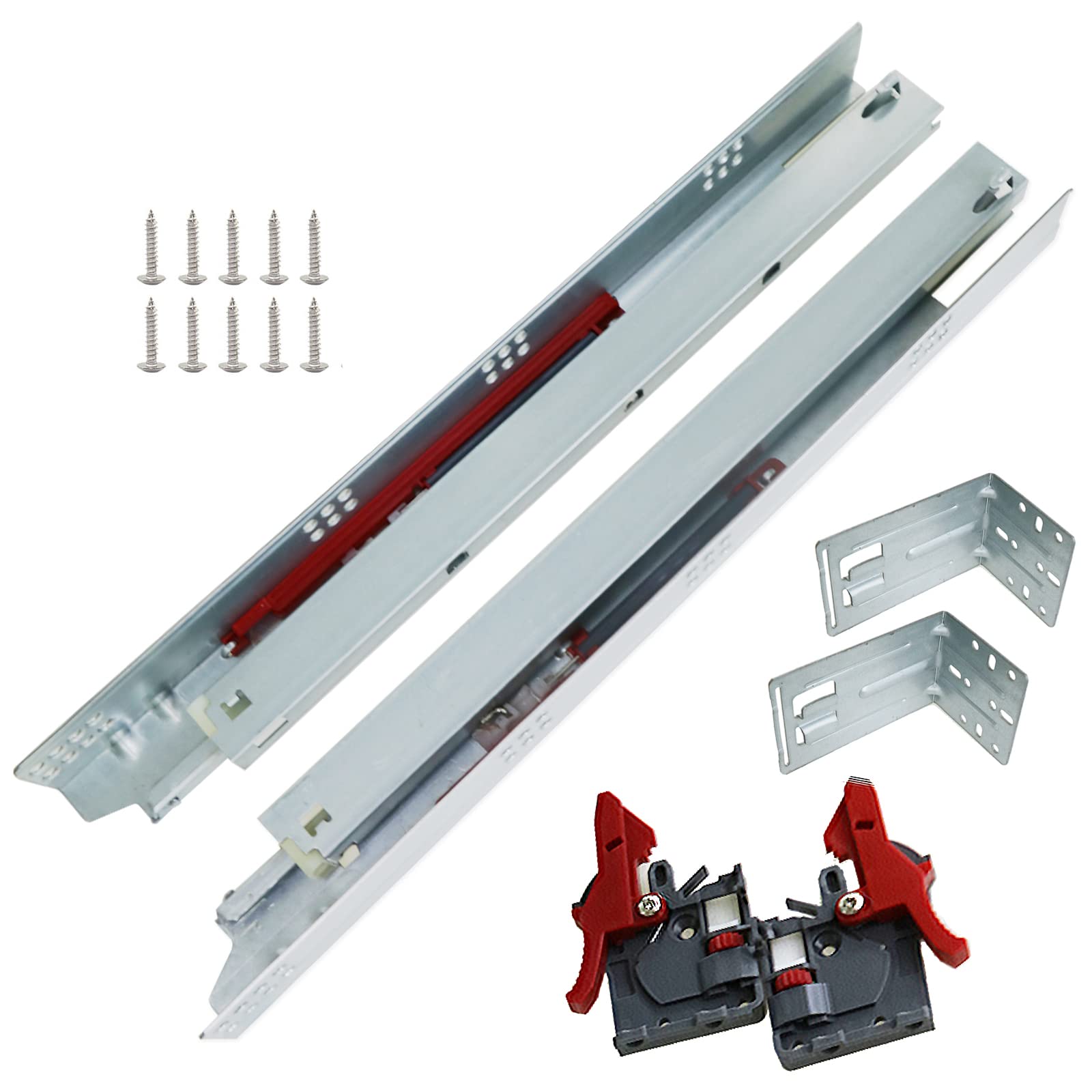BHTOP 12 inch 10 Pairs Undermount Drawer Slides, Full Extension Soft Close Concealed Drawer Runners, Mounting Screws and Brackets SGCC Material with 1.81.51.0mm Thickness