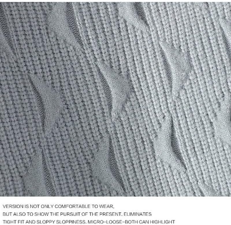 Men's Winter Thick Semi High Neck Solid Color Sweater Loose Knit