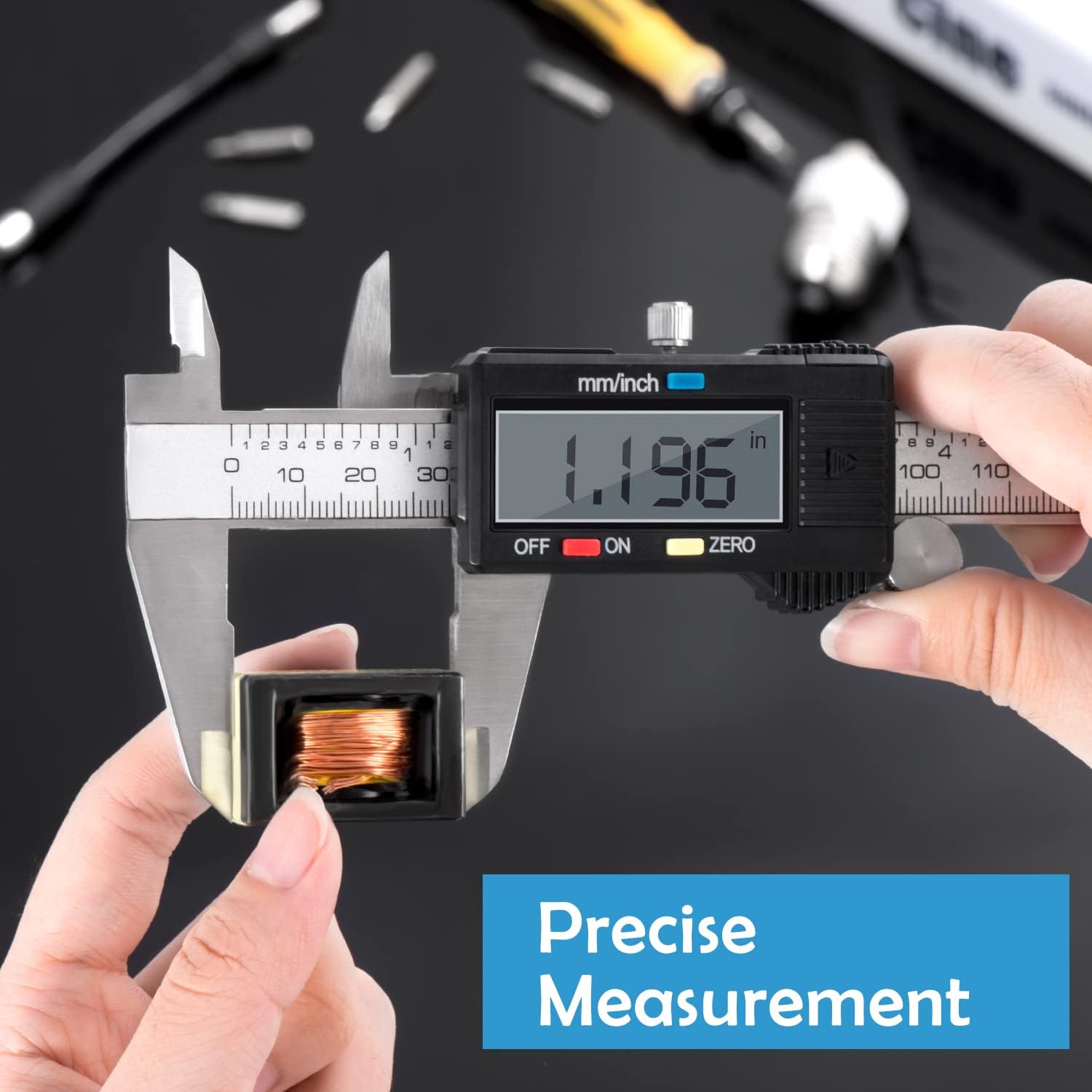 Adoric Digital Caliper, Electronic Digital Caliper Stainless Steel Body with Large LCD Screen | 0-6 Inches | Inch/Millimeter Conversion Adoric Digital Caliper, Electronic Digital Caliper Stainless Steel Body with Large LCD Screen | 0-6 Inches | Inch/Millimeter Conversion