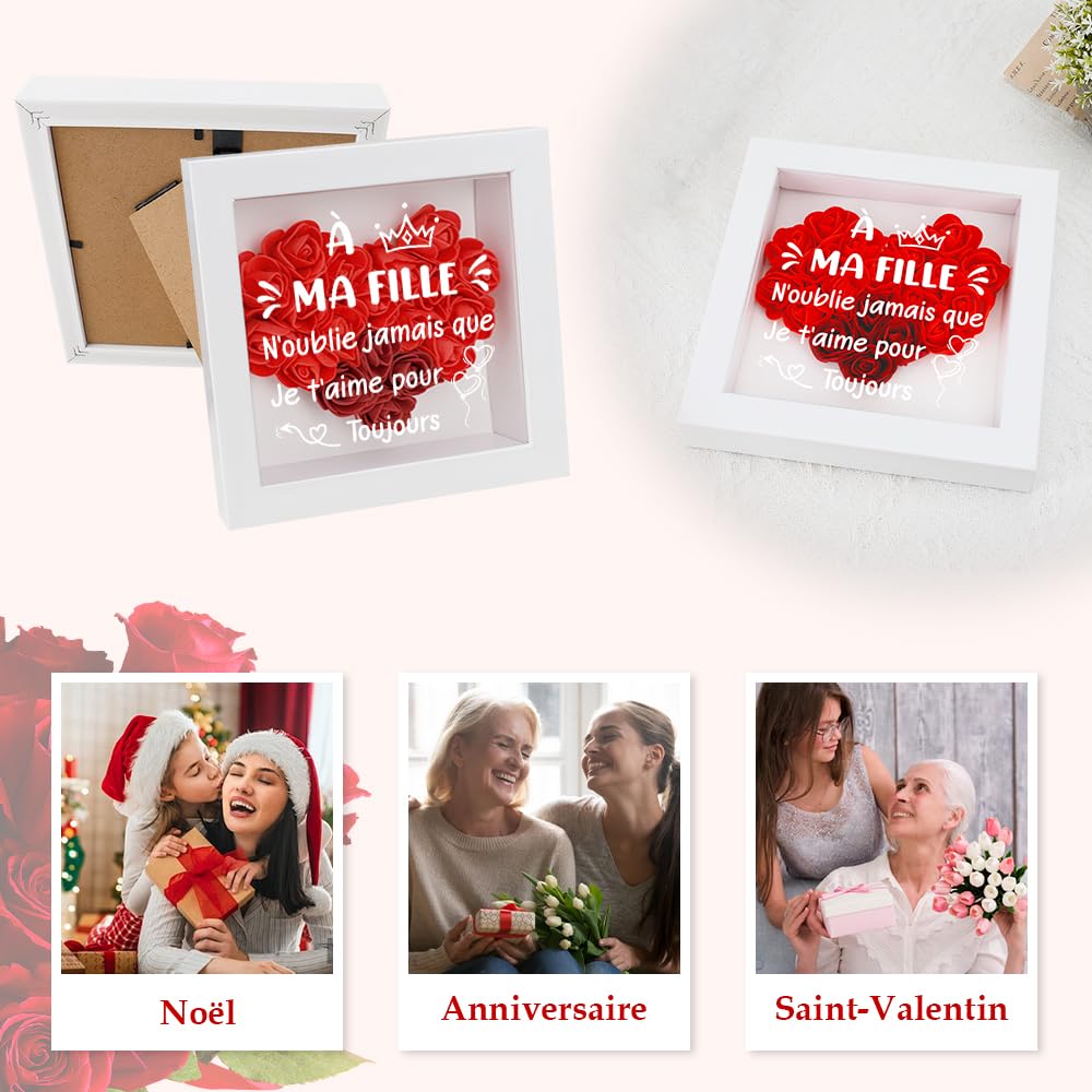 Cadeau pour Ma Fille Cadre Profond Cadre Photo 3D Cadeaux Anniversaire Cadeau Amoureux Cadeaux Ma Fille d'amour Noel Saint Valentin