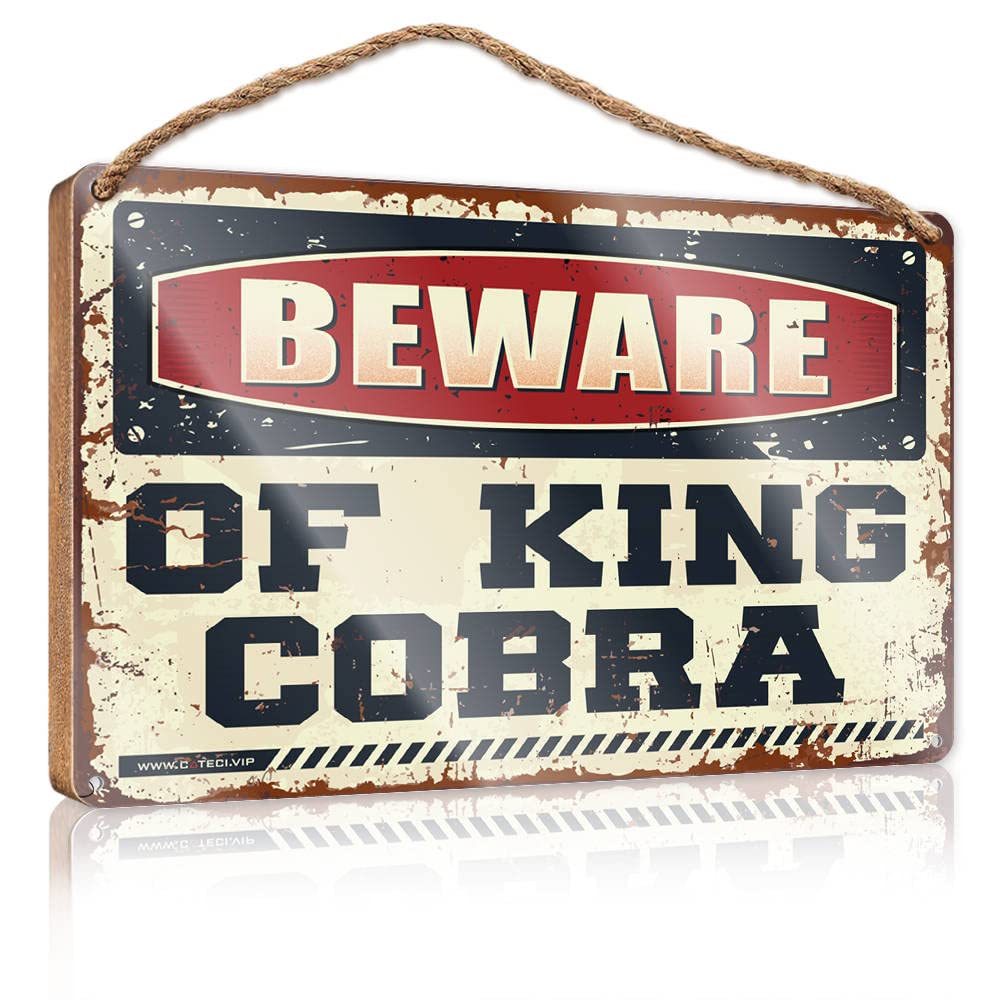 FRINTOXA Wooden Hanging Wall Sign Beware Of King Cobra Wooden Sign(23X35CM)