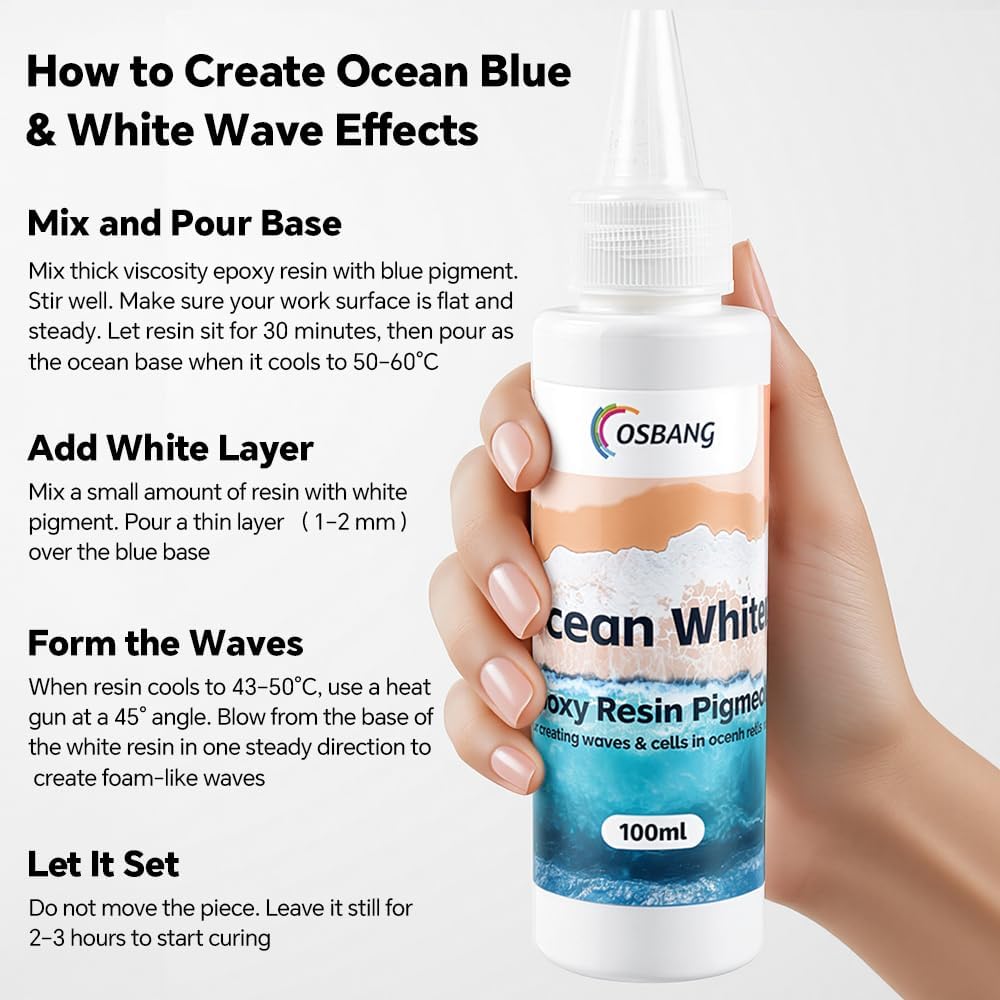 Ocean White Epoxy Resin Pigment 100ml/3.4 fl.oz, High Concentration Liquid Colorant for Resin Art, Ideal for Creating Waves, Cells, and Unique DIY Crafts - Image 6
