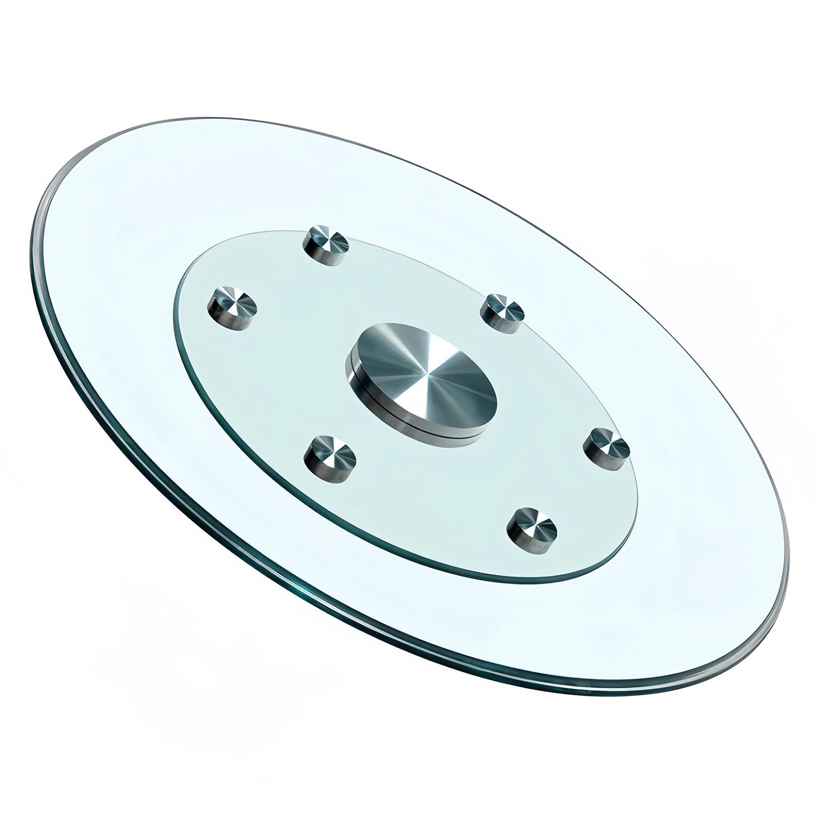 Plateau Tournant Verre Trempé Lazy Susan avec Système Rotation Assistée