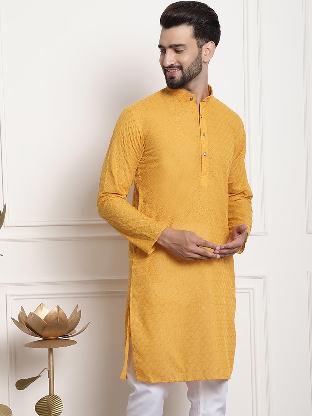 Sojanya (Since 1958 Men'S Cotton Kurta With All Over Embroidery - Image 6