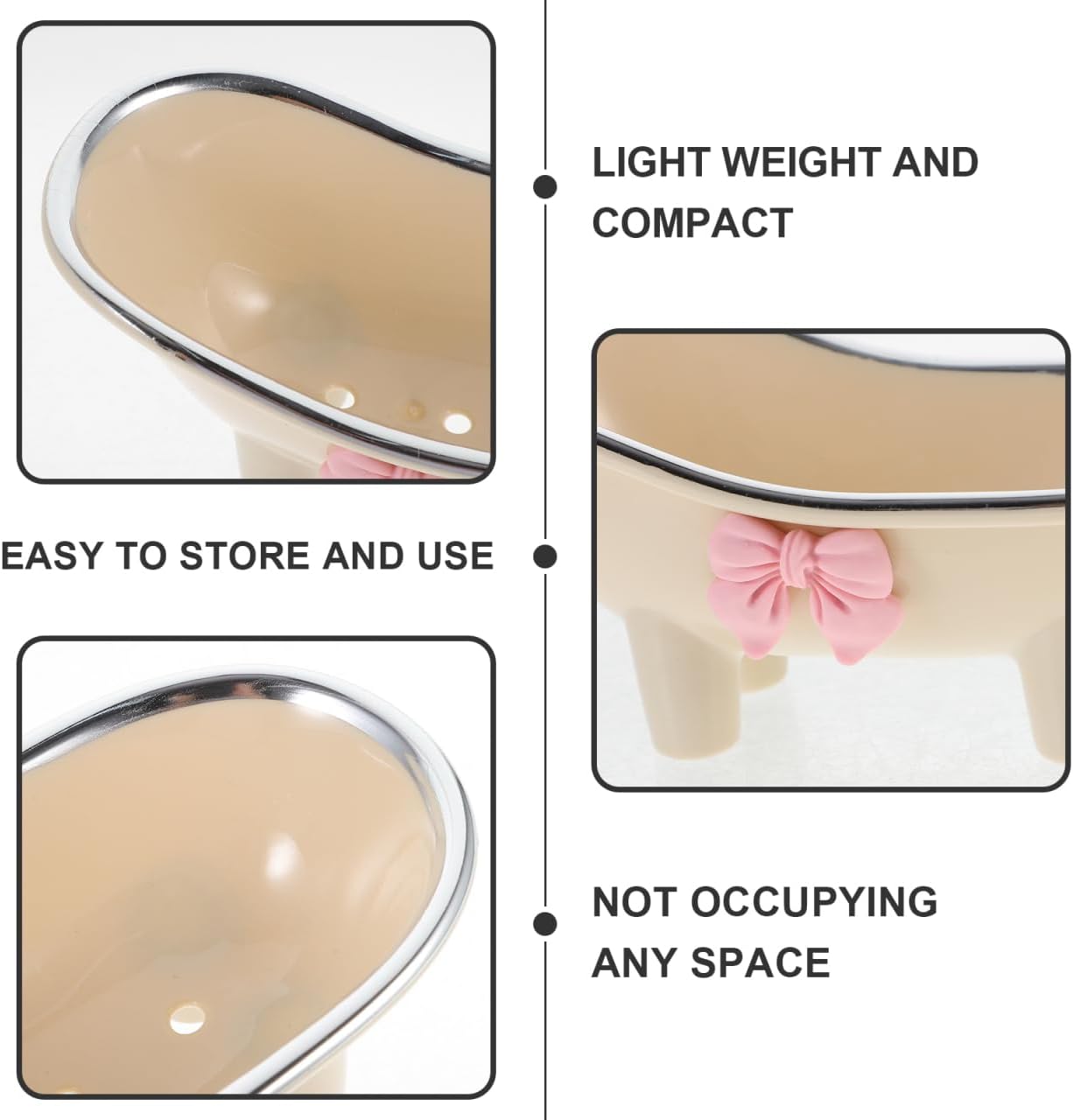 LIFKOME Bathtub Shaped Soap Dish Abs Bathroom Soap Holder Compact Organizer for Sink or Shower Decorative Storage Tray 5.51 X 3.07 X 2.87 in