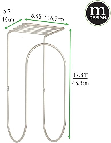Miniatura 8 de mDesign. - Toallero de metal moderno, para montaje en la pared, y organizador con estante de almacenamiento, para toallas de baño, paños de baño,