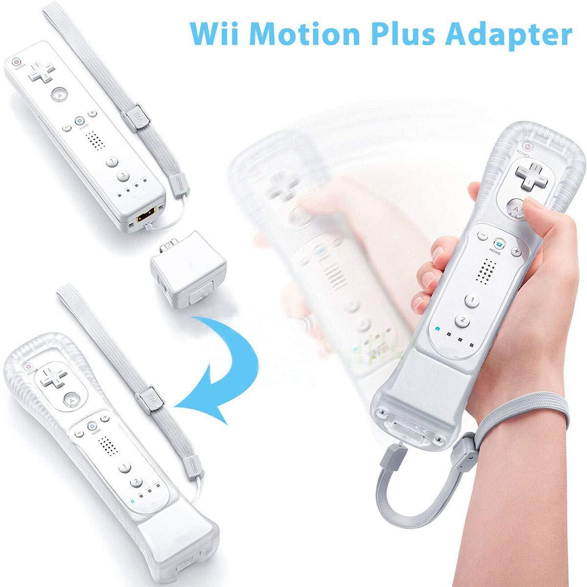 SunshineFace Remote Motion Plus Sensor Adaptateur de Contrôleur + Étui en Silicone pour Nintendo Wii