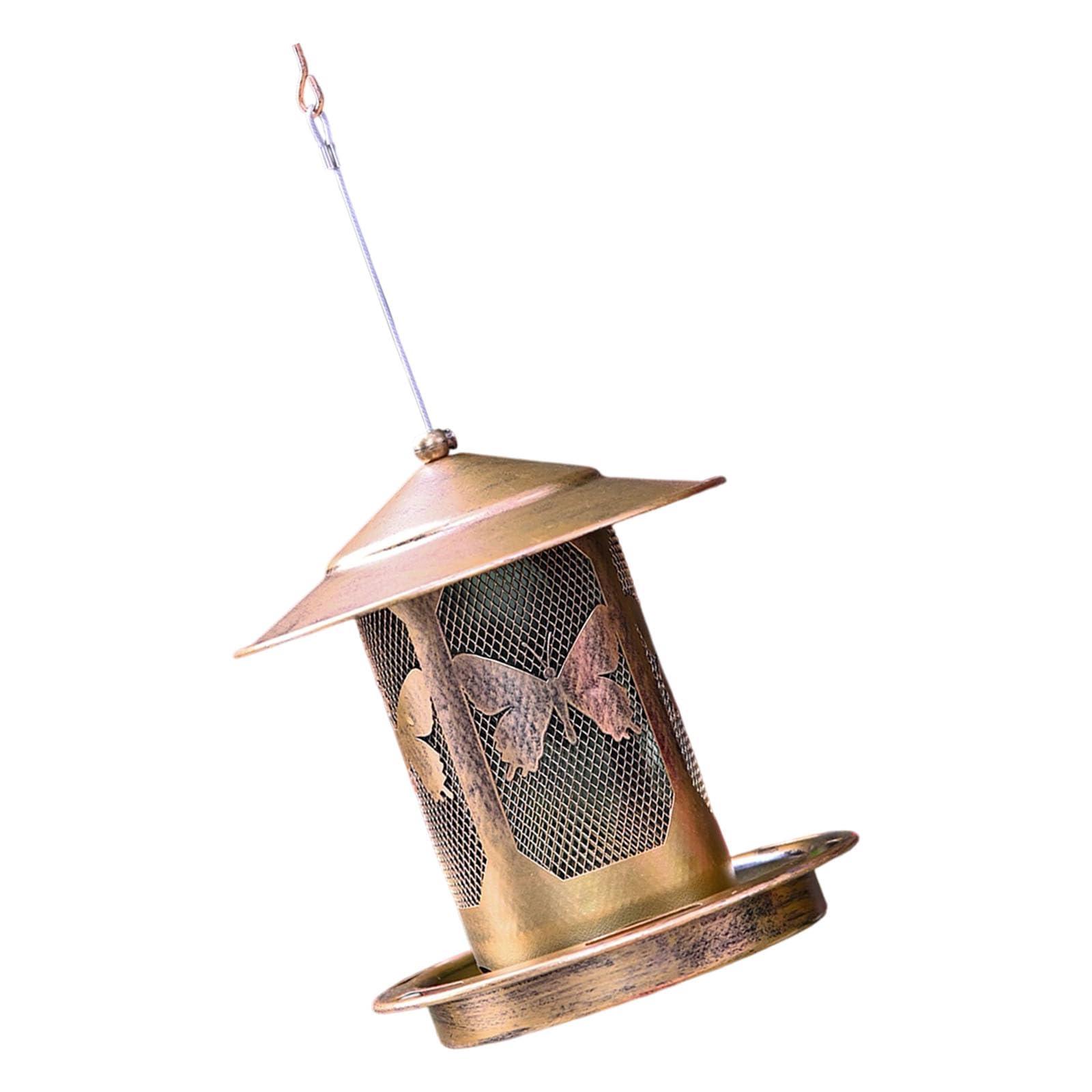 APGLSXY Squirrels Proof Outdoor Bird Feeder Metal Construction Feeding Ports Weatherproof Roof Design for Finches Weatherproof Bird Feeder with Roof