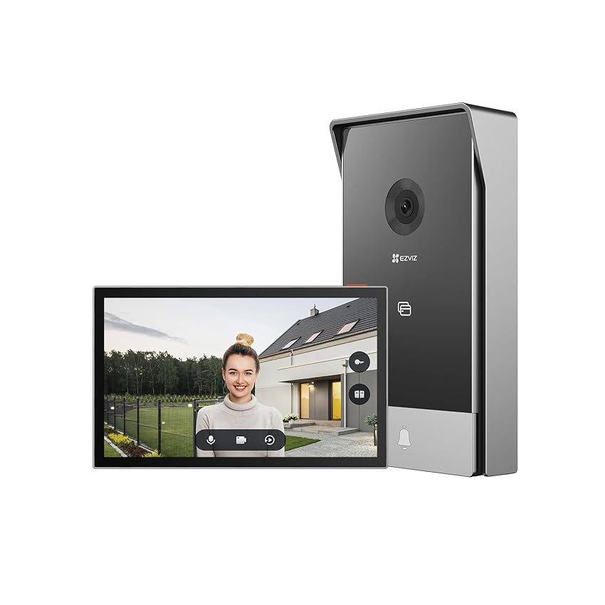 EZVIZ HP5 Videocitofono Connesso, 7 Pollici Touch Monitor, 2 fili, Visione Notturna, Apertura da remoto, Full HD, Apertura RFID, Impermeabile, Dual Band