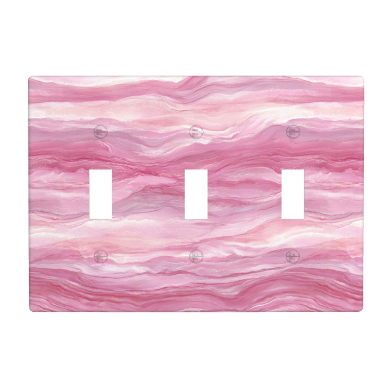 Abstract Agate Pattern Blending Pink Toile-Style Light Switch Covers 3 Gang Triple Toggle Wall Plate Switchplate Electrical Faceplate for Bathroom Kitchen Bedroom Decor