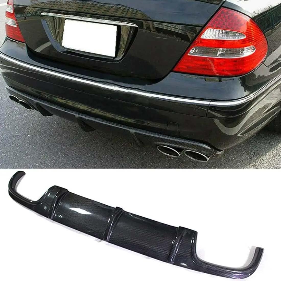 Dyfuzor tylnego zderzaka samochodu dla Mercedes Benz E-Class W211 E55 E63 AMG Sedan 4-Door 2002-2006, Splitter dolny bagażnik ABS zestaw spojlerów osłona zabezpieczająca akcesoria